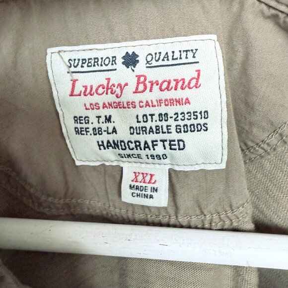 Lucky Brand Khaki Cotton Long Sleeve Button Shirt - Picture 3 of 3